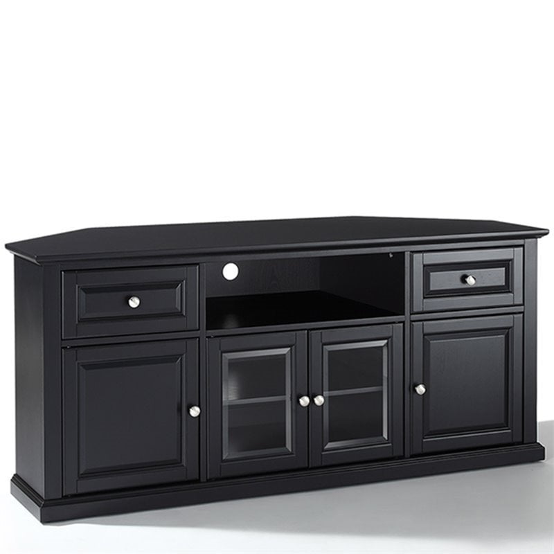 Pemberly Row 60" Corner TV Stand in Black