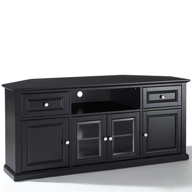 Pemberly Row 60" Corner TV Stand in Black