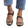 thumbnail image 6 of Avtoify Summer Middle Heels Shoes Women Fashionable Casual Outerwear Versatile Plus Size Solid Color Rhinestones Round Toe Open Toe Low Heels, 6 of 9