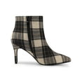 thumbnail image 3 of BLISSFUL STEP Women's Ankle Boots Plaid Stiletto Heel Pointy Toe Side Zipper Dress Boots Brown 7.5, 3 of 7