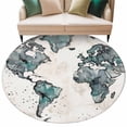 thumbnail image 6 of Vintage Map Round Rug 6ft Washable Circle Kitchen Rugs Non Slip Teal Flowers Color Block Abstract Large Area Rug Indoor Floor Carpet for Bedroom Living Room Home Office Dining Room Nursery, 6 of 8