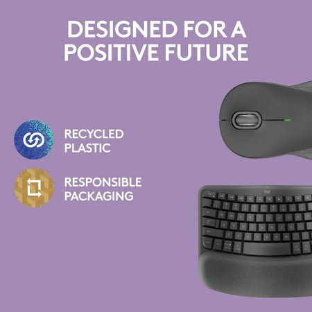 Logitech - Wave Keys MK670 Combo Ergonomic Wireless Keyboard and Mouse Bundle for Windows/Mac with Integrated Palm-rest - Graphite
