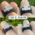 thumbnail image 2 of Flydeer Silicone Rings for Women 3Pcs Princess Round Cut Engagement Wedding Rings 5A CZ Black Twisted Stackable Ring Size 6, 2 of 7