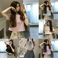 thumbnail image 5 of Women Cropped Solid Sexy Minimalist Slim Casual Fashion Basic Streetwear T-shirt, 5 of 8