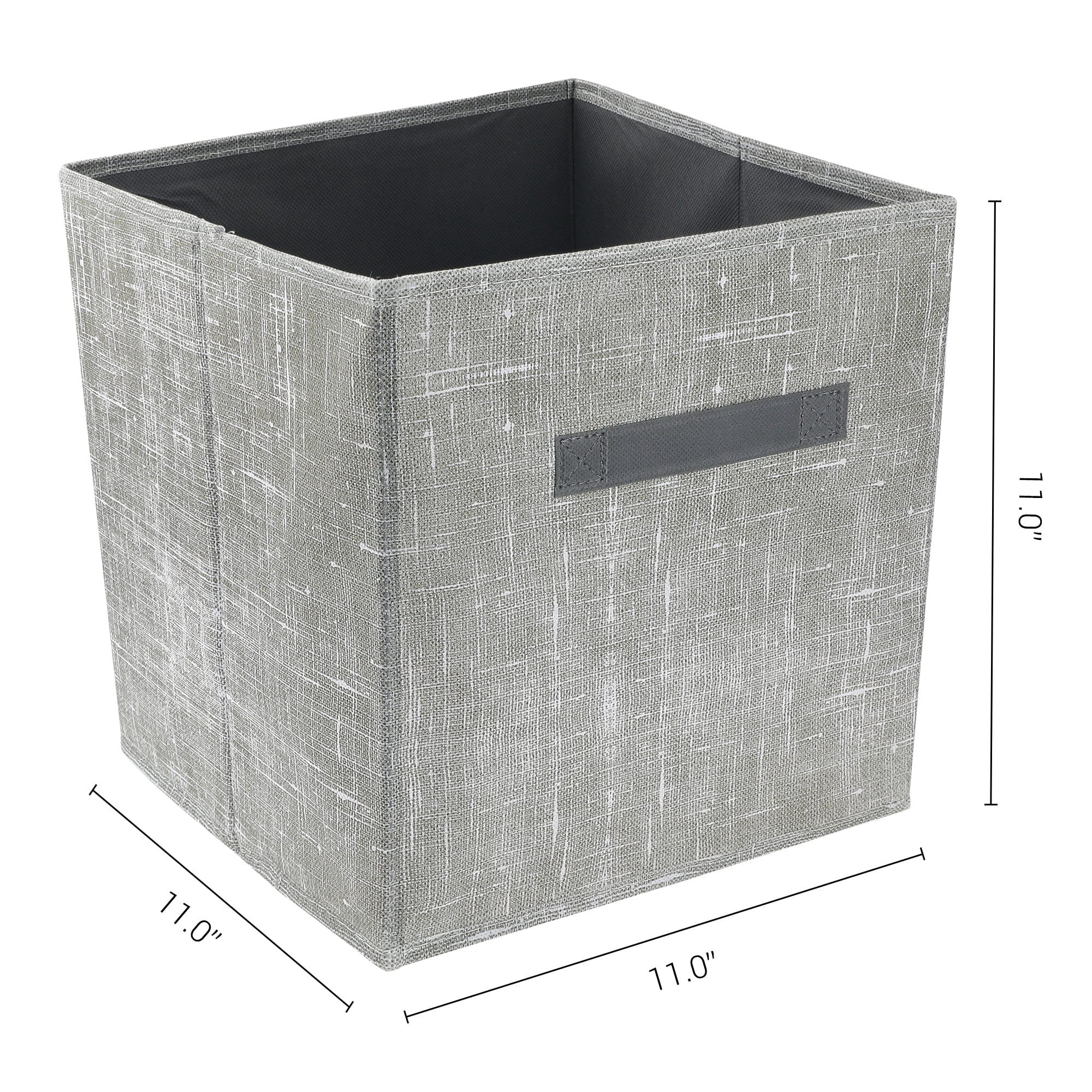 Unique Bargains Storage Cube 3 Pcs Fabric Storage Bin with Handle Gray