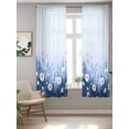 thumbnail image 2 of Spring Daisy Blue Curtains 63 Inch Length,Sheer Curtains for Bedroom Living Room Window Pastoral Botanical White Floral Leaf Rod Pocket Drapes Kitchen Curtains Small Half Window 42"x63" 2 Panels, 2 of 6