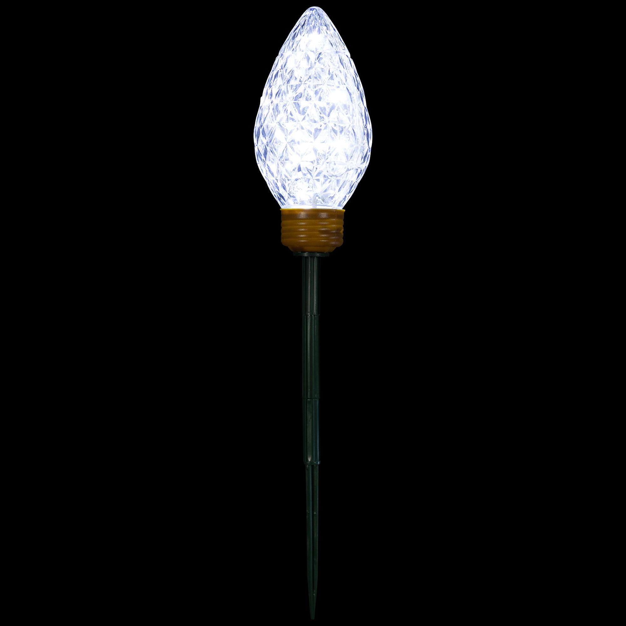 Set of 3 Lighted LED Jumbo C9 Bulb Christmas Pathway Marker Lawn Stakes - Clear Lights