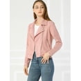 thumbnail image 3 of INSPIRE CHIC Women Short Soft Zip Up Faux Suede Biker Moto Jacket, 3 of 6