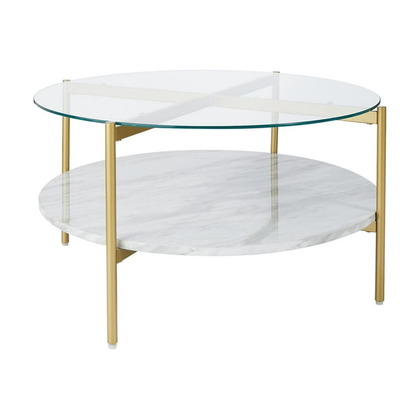 Signature Design By Ashley Wynora White, Round Coffee Tables With Glass