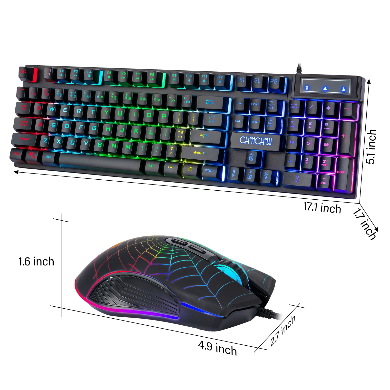 CHONCHOW Wired Gaming Keyboard and Mouse, gaming keyboard RGB Mouse,Multimedia Keys ,Anti-ghosting Keys, Spill-Resistant for PC PS5 PS4 Xbox One