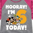 thumbnail image 3 of Mickey & Friends - Hooray I'm 6 Today - Toddler And Youth Girls Raglan Graphic T-Shirt, 3 of 4
