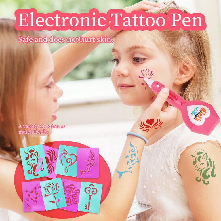 Dream Fun Girl Temporary Tattoos for 6 Year Kid Art Kit Makeup Supply Set  for 9 10 Year Old Girl Tattoo Craft Supply for Kid Fake Tattoos with Tattoo  Pen Ideal Toy