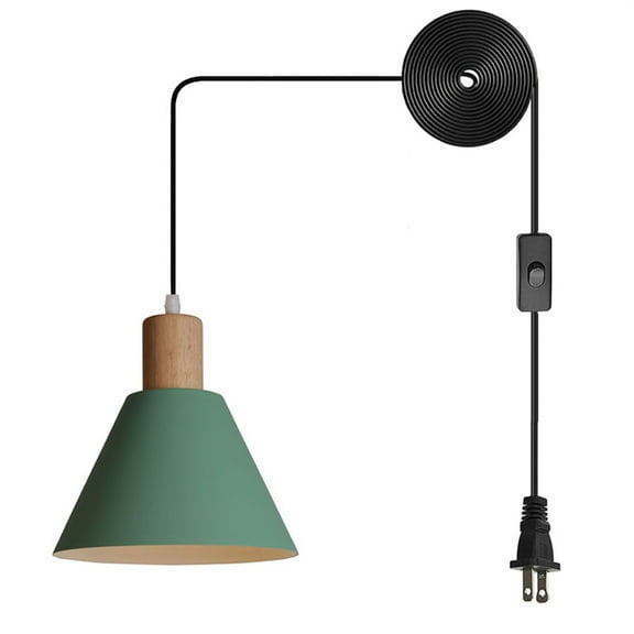 JLOWCO Led Hanging Lights with Plug in Cord,modern Pendant Lights Kitchen Island Lighting Vintage Green Ceiling Hanging Lamp (LED Bulb Include)