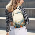 thumbnail image 5 of Bingfone Floral Mountain Landscape Print Canvas College Laptop Backpack, Large Capacity Lightweight College Bookbag Casual Daypack, 5 of 5