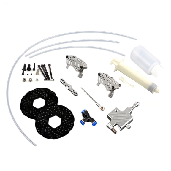 FLMLF CNC Front Wheel Hydraulic Disc Brake Set for 1/5 HPI ROFUN ROVAN KM Baja 5B 5T 5SC SS Rc Car Parts (Silver)