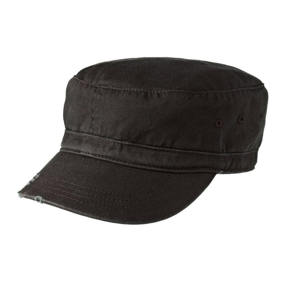 District ® Distressed Military Hat. Dt605 Osfa Black
