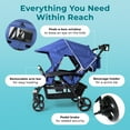 thumbnail image 3 of Foundations Gaggle Odyssey 4-Seat Quad Stroller, Reclining Bench Seats with Canopy, Navy/Gray, 3 of 11