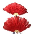 thumbnail image 5 of Customized 100*60CM Red Ostrich Feather Fan 13 Bones Wedding Foldable HandHeld Fans Stage Performance Props, 5 of 7