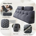 thumbnail image 3 of ColourTree Grey 59" L x 8" W x 20" H Wedge Headboard Pillows with 1 Head Roll Pillow Bed Wedge Pillow for Headboard Large Bolster for Bed Rest Reading Pillows Backrest Pillows, 3 of 6