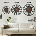 thumbnail image 3 of OMA Round Wall Clock for Living Room Decor Battery Operated Non Ticking Silent Vintage Black Metal Wood Clocks for Home Living Room Garden Farmhouse Office Kitchen Decoration -20 inch, 3 of 9