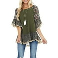 thumbnail image 5 of aturustex Women Top 3/4 Sleeve Floral Boho Patchwork Tunic Blouse Causal Loose Tunic T-Shirt Fall, 5 of 7