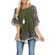 thumbnail image 4 of VISgogo Blusa de media manga para mujer, tops holgados de cuello redondo con estampado floral de leopardo, camisa informal de estilo simple VISgogo moda, 4 of 7
