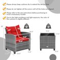 thumbnail image 2 of Costway 3 PCS Patio Rattan Furniture Bistro Set Cushioned Sofas Side Table Armrest Red, 2 of 9