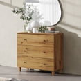 thumbnail image 2 of WAMPAT Dresser with 3 Drawers for Bedroom, Wooden Chest of Drawers, Modern Bachelors Chest with Solid Wood Legs for Living Room, Hallway, Nursery, 35.4x15.4x32.4, Oak Brown, 2 of 8