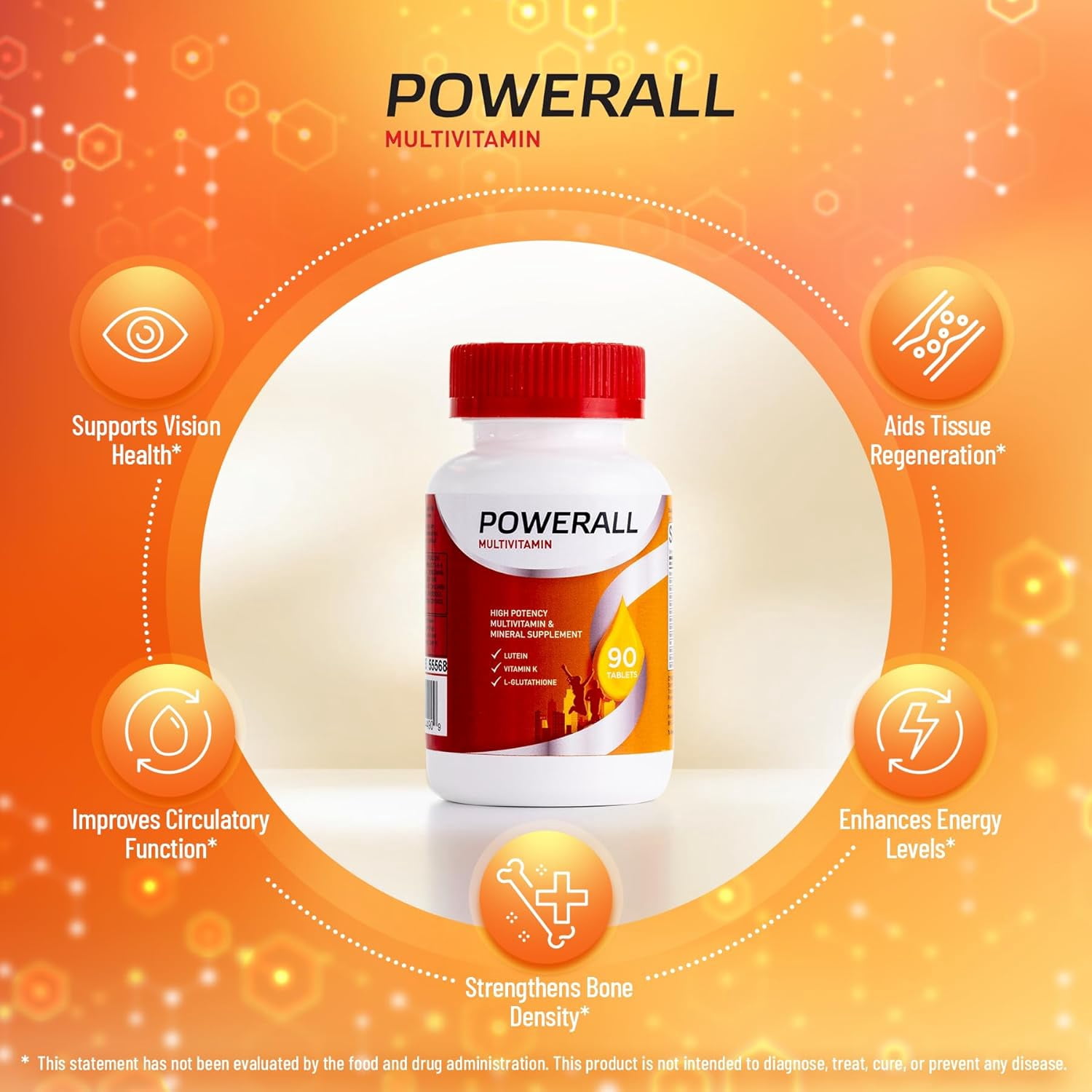 PowerAll Multivitamin - Lutein, Vitamin K & Iron for Vision, Immunity & Bone Health 90 Count