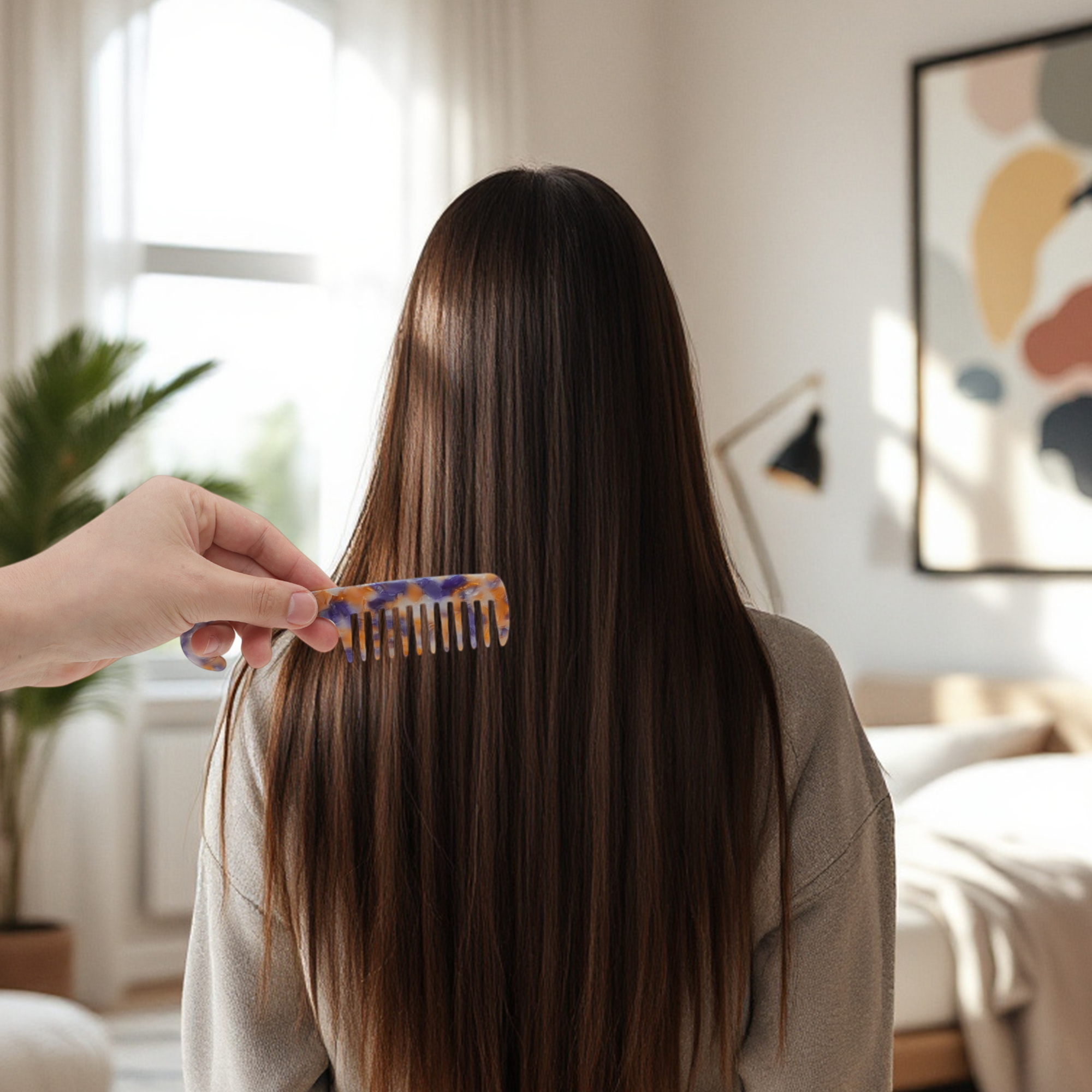 Unique Bargains 1 Pc Wide Tooth Comb for Effortless Hair Care Detangling Blue Small