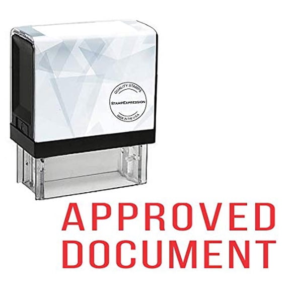 StampExpression - Approved Document Office Self Inking Rubber Stamp - Red Ink (A-5210)