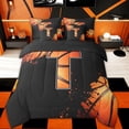 thumbnail image 3 of Homewish Initial T Letter Twin Bedding Sets 7-Piece for Kids, Cartoon Basketball Sport Bedding Comforter Set, Black Orange Reversible Sheet Sets, Ultra Soft Bedroom Decor, 3 of 8
