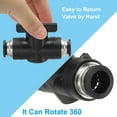 thumbnail image 3 of Uxcell 1/2" Pneumatic Ball Valve, Push to Connect Fittings Quick Connect Tube Fittings Air Flow Control, Black 2 Pcs, 3 of 6