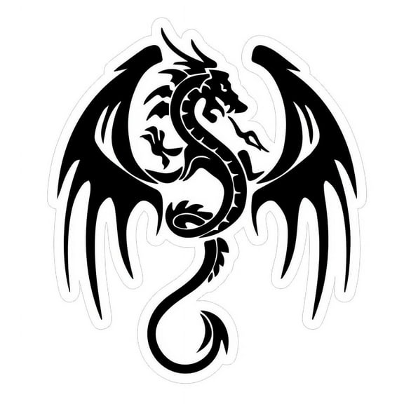 Dragon Car Decal Vinyl Window Bumper Laptop Car Emblem Graphic Silhouette Decal, 1PC (Black)