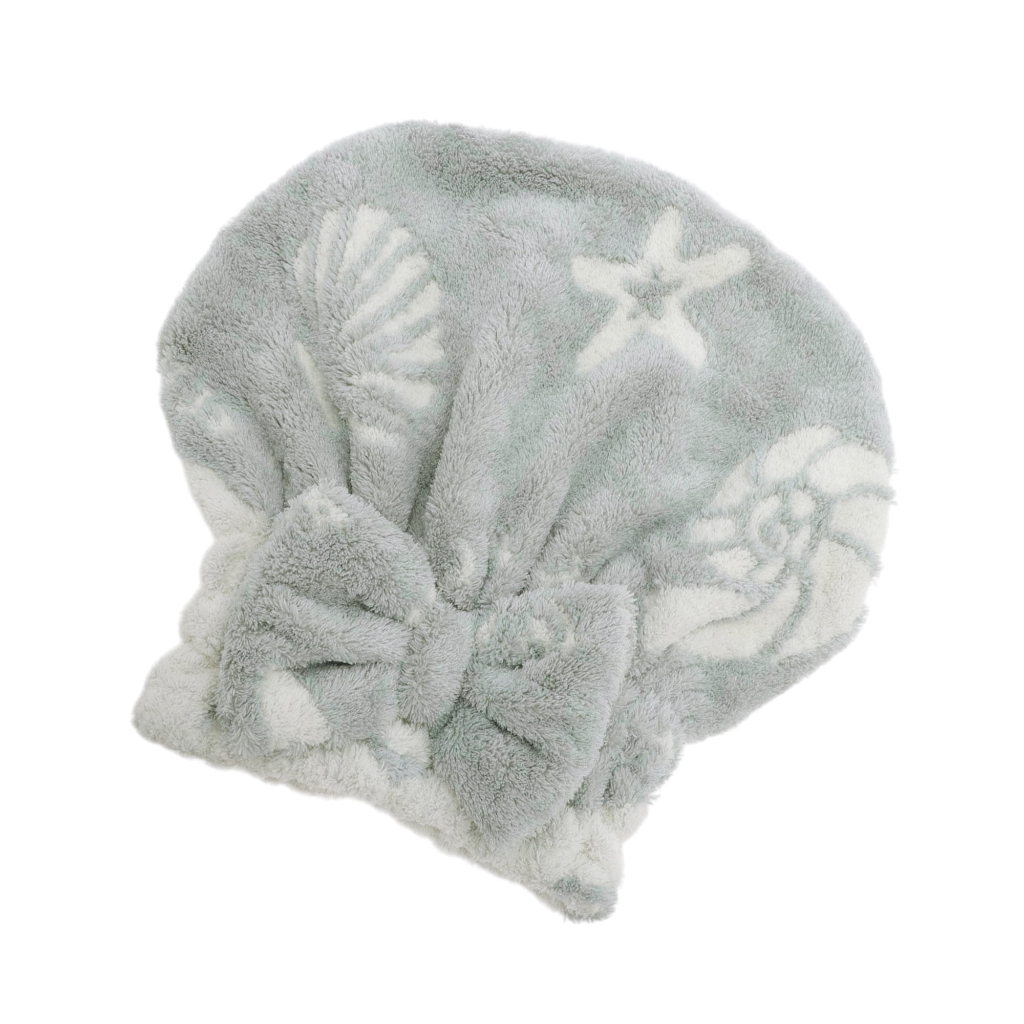 Unique Bargains Water Absorbent Bow Shells Hair Towel for Quick Drying Gray 10.63"x 8.66"