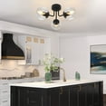 thumbnail image 3 of GoYeel 3 Light Black Global Ceiling Light Glass Shade Modern Close to Ceiling Light for Dining Room Kitchen Island Entryway Foyer, 3 of 8