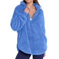 thumbnail image 2 of Women'S Plush Half Zip Stand Collar Sweatshirt Comfortable Pullover Long Sleeve Top Autumn and Winter Blue M, 2 of 9
