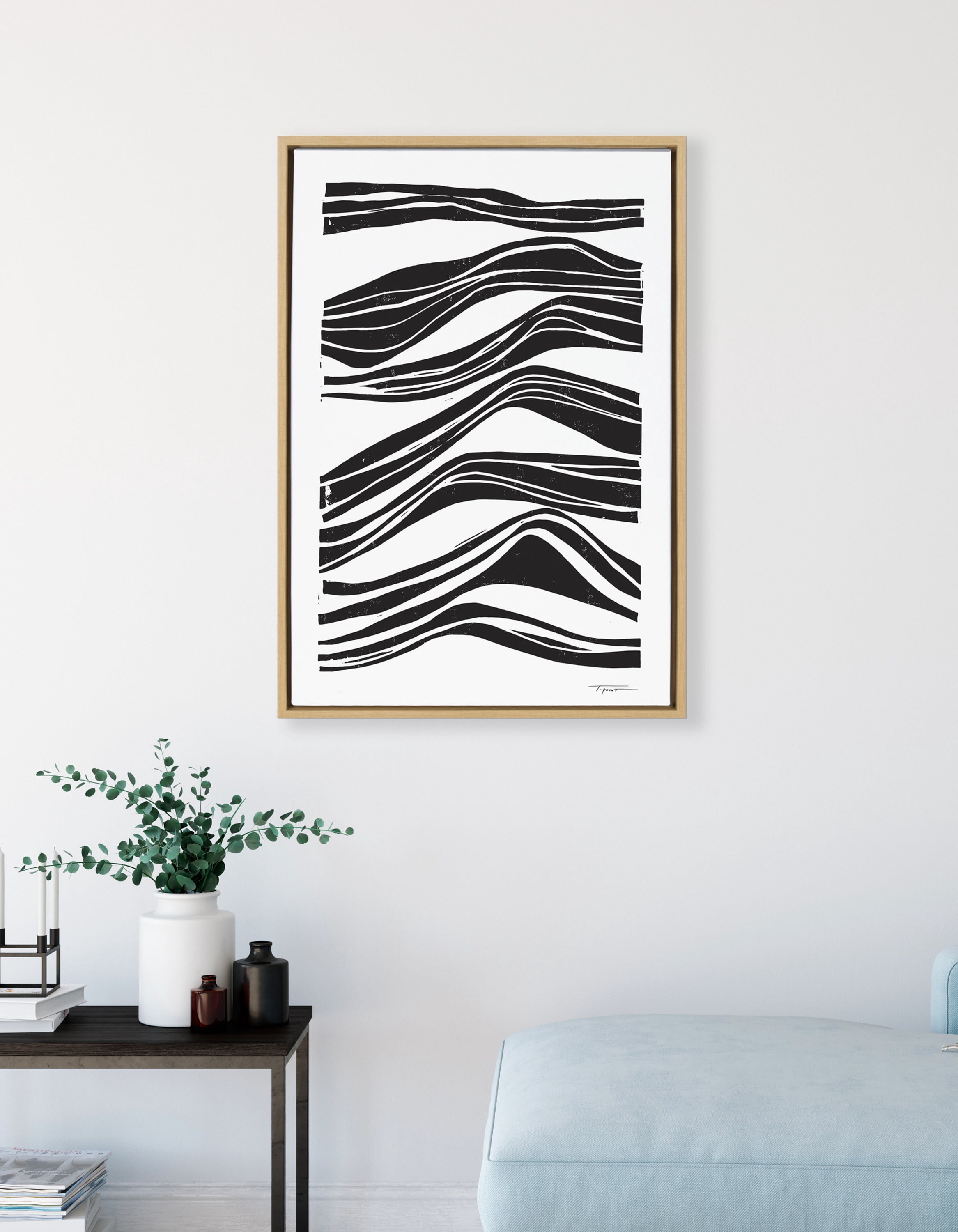 Statement Goods Abstract Waves 23x33 Framed Canvas Wall Art by Bellamy