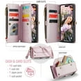 thumbnail image 3 of Crossbody for iPhone 16 Pro Max Case Wallet【RFID Blocking】with 10-Card Holder Zipper Bills Slot, Soft PU Leather Magnetic Shoulder Wrist Strap for iPhone 16 Pro Max Wallet Case Women, 3 of 17