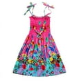 thumbnail image 6 of Girls Bohemian Dresses Floral Sleeveless Rainbow Beach Sundress with Necklaces, 6 of 6