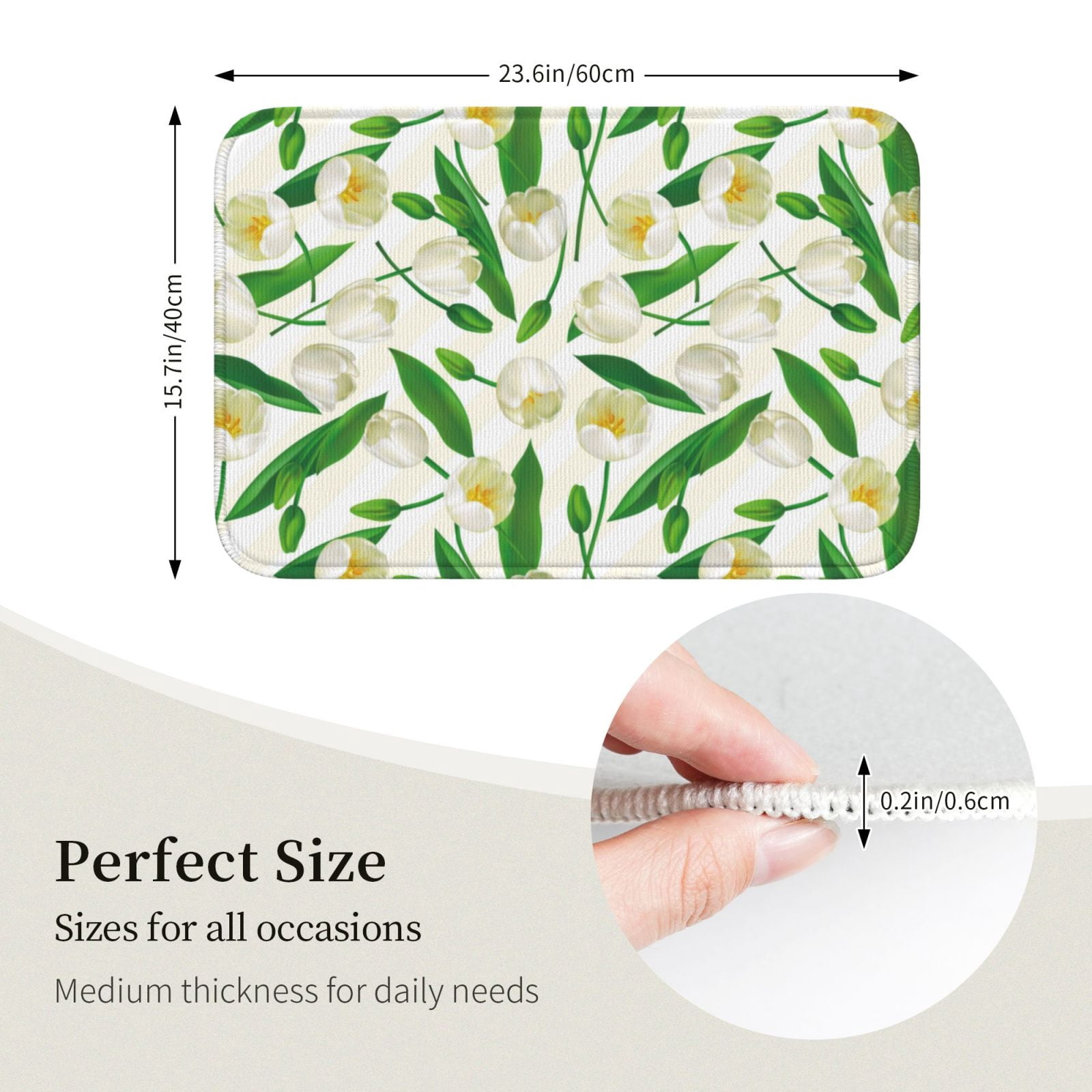 Vsdgher Tulips Flowers Hem Mat 40x60 - Multipurpose Doormat for Indoor & Outdoor Use - Welcome Your Guests with our Entrance Mat