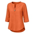 thumbnail image 4 of Blouses for Women Button Front Linen Style Loose Fit Three Season Daily Casual Short Sleeve Top Womens Tops, 4 of 6