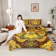 thumbnail image 4 of Homewish Vintage Tribal Damask Bedding Comforter Set for Female, Hippie Flower Floral Twin Comforter Sets, Gold Bohemian Mandala Reversible Bedding Set, Microfiber Bedroom Decor, 2-Piece, 4 of 8