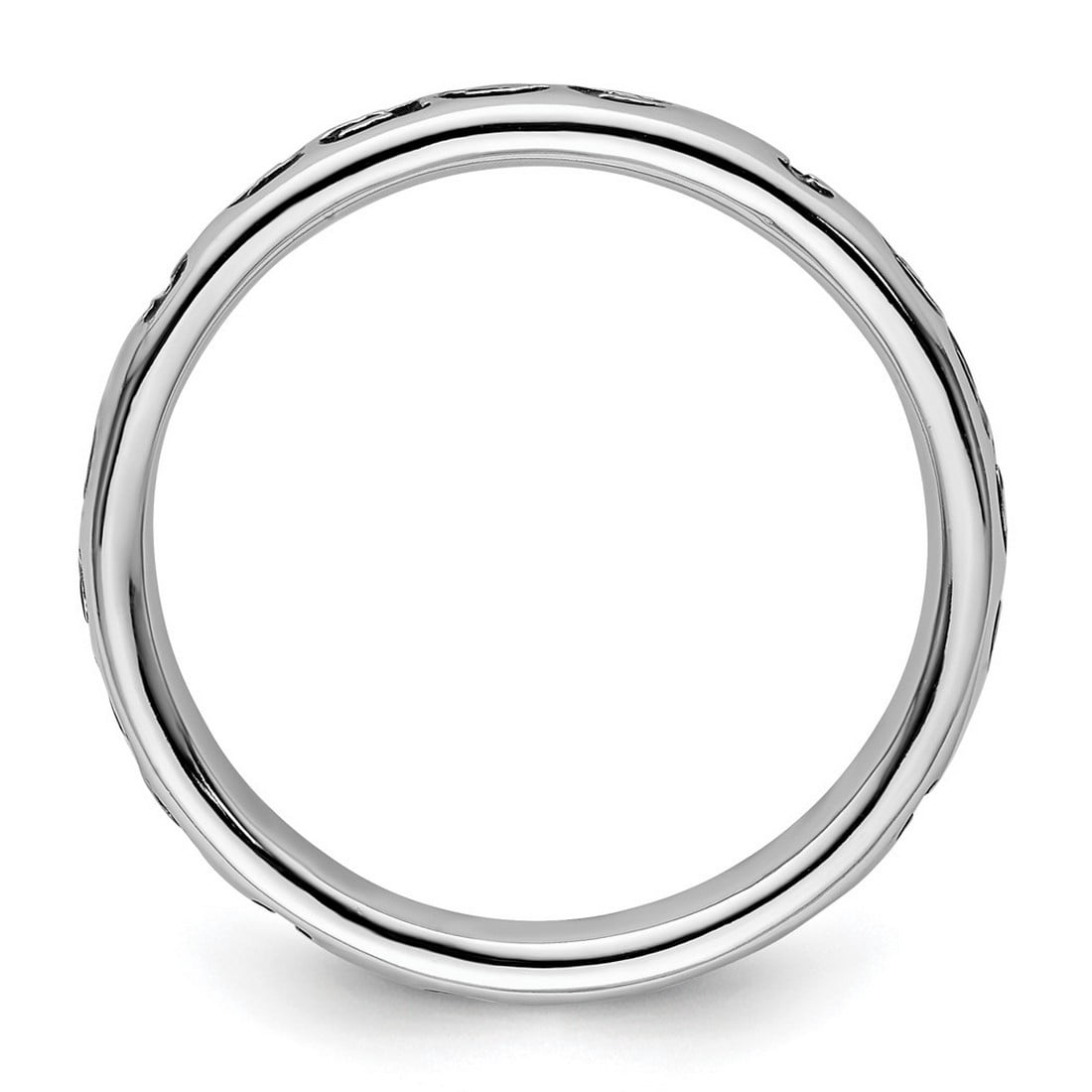 925 Sterling Silver Patterned Stackable Polished Enameled Peace Ring Size 8 Stackable Ring for Women