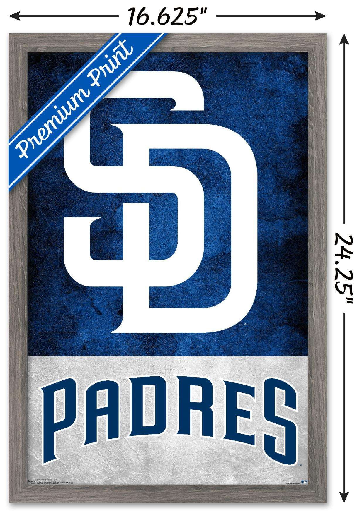 Trends International MLB San Diego Padres - Logo 22 Framed Wall Poster  Prints White Framed Version 14.725 x 22.375