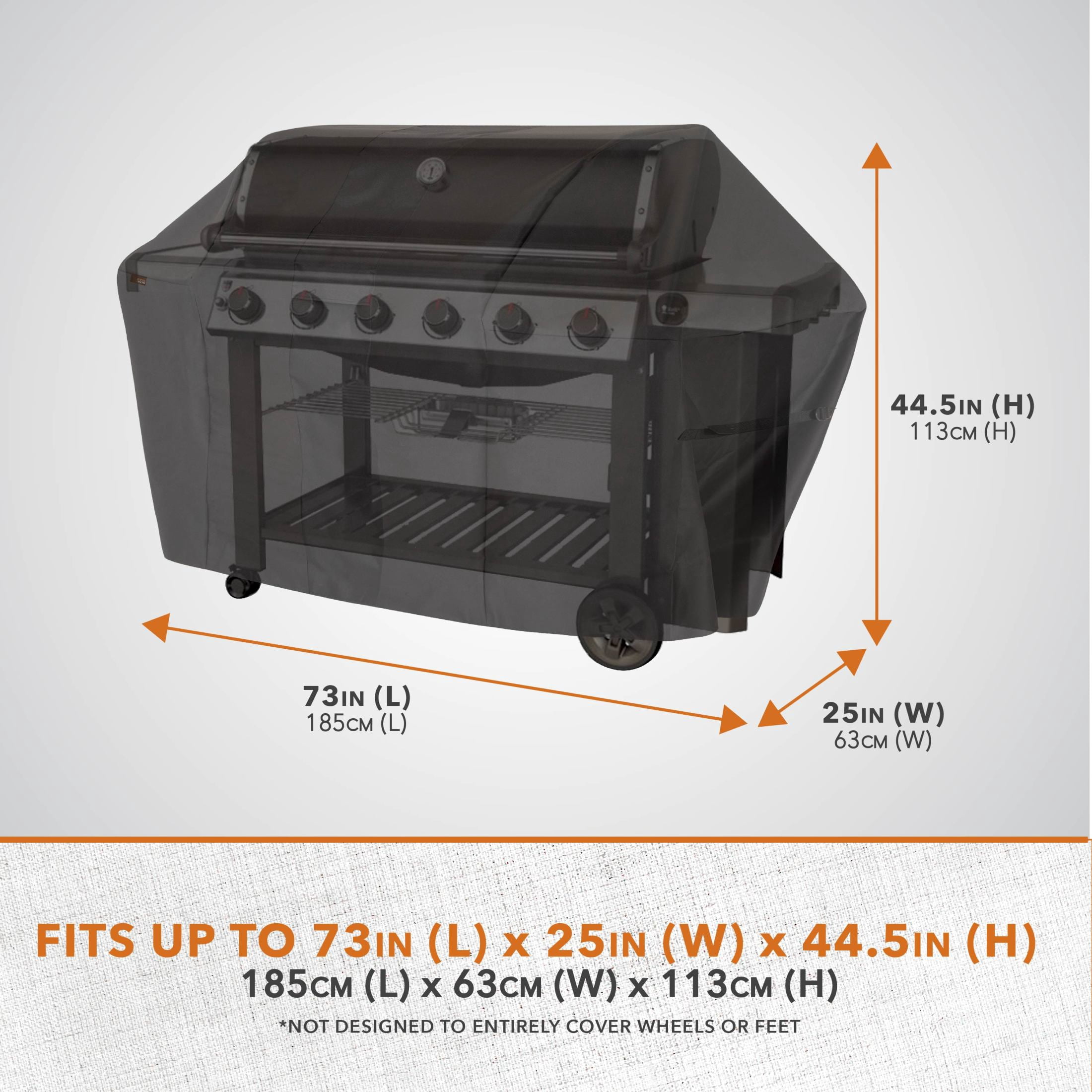 Modern Leisure Monterey 73 in. Outdoor Patio Grill Cover, 73"L x 25"W x 44.5"H, Black