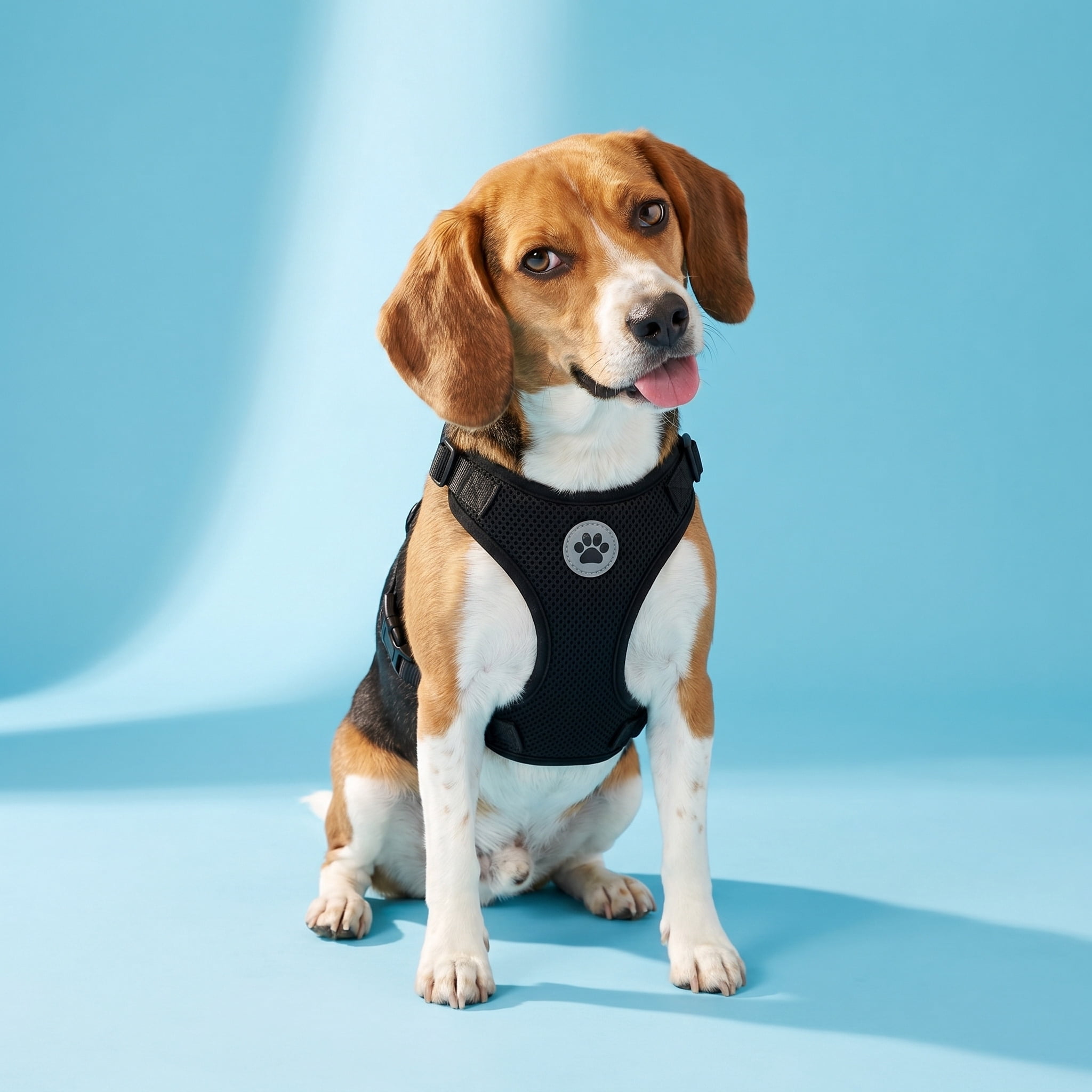 (3 pack) Vibrant Life Reflective Mesh Adjustable Dog Harness, Black, M