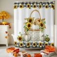 thumbnail image 3 of Shower Curtain 48"W x 72"L Thanksgiving Pumpkin Sunflower Watercolor Fabric Shower Curtains Set with Hooks Water Repellent Bathroom Curtains Machine Washable Bathroom Accessories, 3 of 6