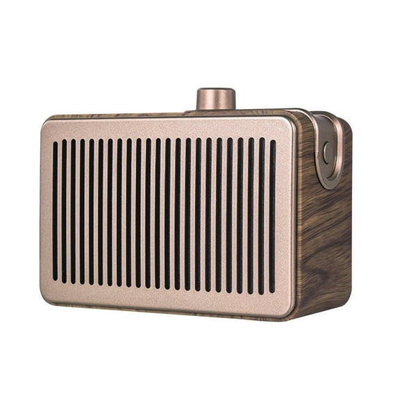 FM HiFi Stereo Multifunctional TF Card Volume Control Mini Portable Wood Grain Speaker Retro Radio Wireless Plastic