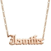 Personalized Planet Rose Goldtone 3-D Old English Name Plaque Necklace ,Women's